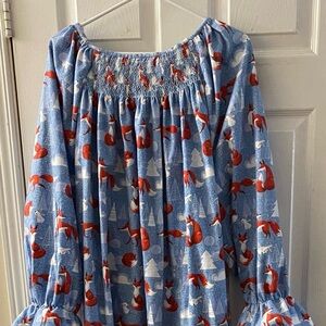 Smocked Flannel Nightgown - Foxes